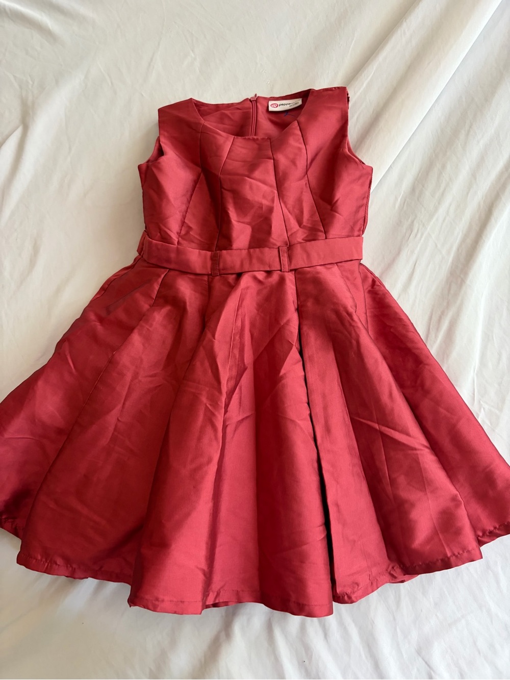 Peppermint Red Sleeveless Fit-and-Flare Dress with Belt Size 4/5